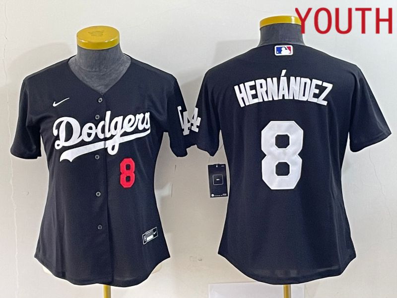 Youth Los Angeles Dodgers 8 Hernandez Black Nike Game 2023 MLB Jersey